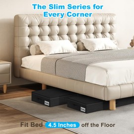 Under Bed Storage Container Bin 2 Pack, 4.5 Inch Slim Low Profile Underbed Clothes Storage Organizer for Dorm & Home, Use for Blanket and Toy Storage Box W/ Sturdy Bottom/Sides, Foldable Thick Fabric