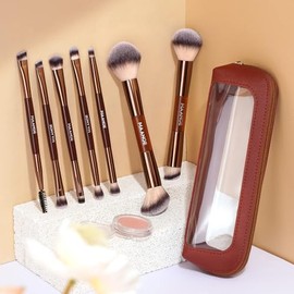 MAANGE Set de Brochas de Maquillaje 7 en 14 Brochas de Maquillaje de Doble Punta Kits de Maquillaje para Base Líquida, Polvo, Contorno, Corrector, Som