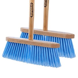 Superio Kitchen Broom - USA Wood Handle, Fine Premium Blue Bristles - Heavy Duty Household Broom - Easy Swiping Dust and Wisp, Home, Kitchen, Lobby, Floors and Corners 2-Pack