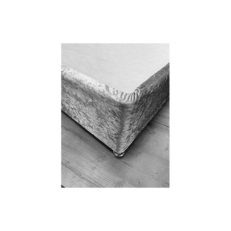 Crushed Velvet Divan Bed Base Wrap In Silver Grey 38cm