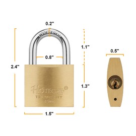 Hotehce 4-Piece Brass Padlock Set 40 mm Fixed Brass Padlocks Keyed Similar Heavy Duty Outdoor Security Waterproof Lock Set with 5 Keys