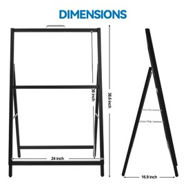 USCNC 1 Pack 24 x 36 Inch A Frame Sign Black Single-Sided Folding Sandwich Board Heavy Duty Slide-in Sidewalk Signboard for Outdoor Street Advertising Poster (Frame only，No white board)