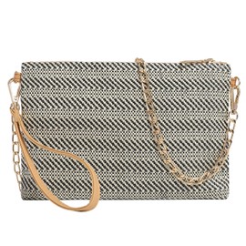 Beurlike Straw Clutch Purses for Women Beach Wristlet Wallet Small Cross body bag for Girls(Black)