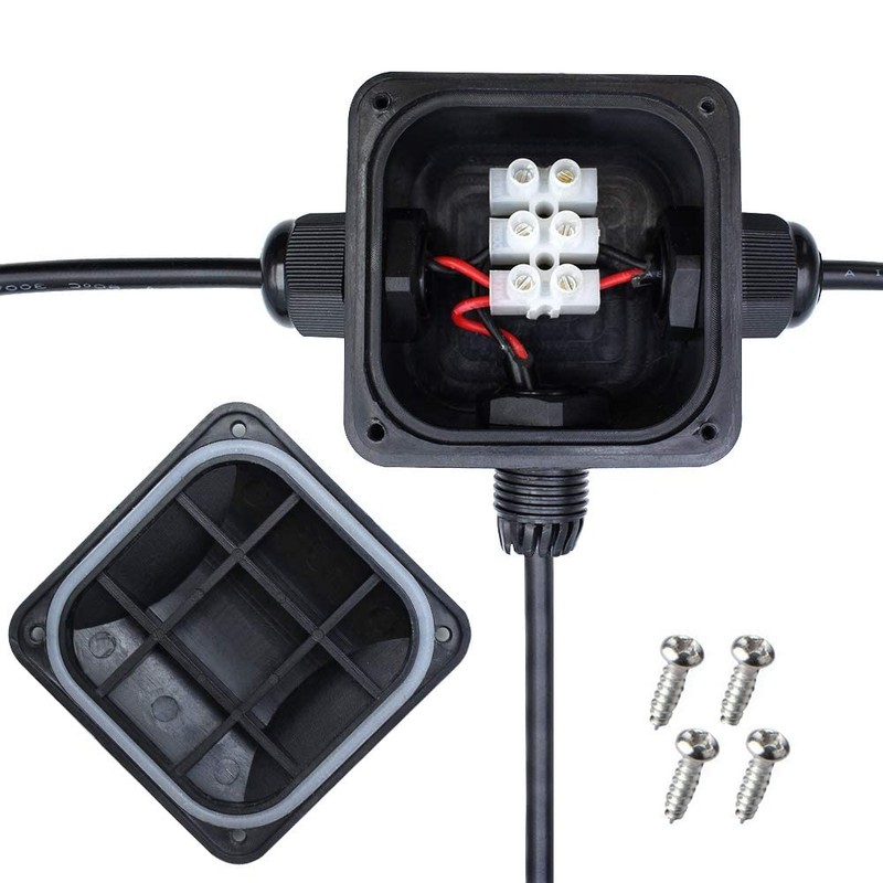 Waterproof Junction Box, IP68, 3-Way Outdoor Cable Connectors,Outdoor/External Electrical Light