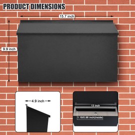 KYODOLED Locking Wall Mount Mailboxes for Outside,Large Capacity Mail Box for House with Key Lock,Security Drop Box,Metal Post Box for Home,Office Decorative,15.7 * 9.9 * 4.9inch