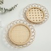 SagaSave Boho Style Woven Bamboo Rattan Coasters, Two Patterns Holes
