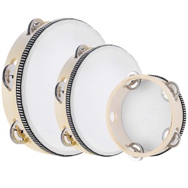3 Packs tamborines 6”8”10”Tambourine For Adults Wooden Tambourines Drum Percussion, Tambourine Gift Musical Educational Metal Jingles Church KTV Party Music Therapy
