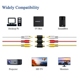 Voluty Tek Audio Video Connector Suitable for 3RCA Female to Female Triple Adapter for Sound Systems 2pcs