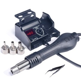 Premium Hot Air Rework Station, Digital Soldering Station with Airflow Adjustable 100-480℃ Heat Resistant Hot Air Gun, Soldering Iron Station Kit for BGA IC SMD Desoldering Tool and Hobby