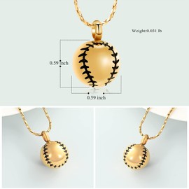 AIWENXI Baseball Urn Necklaces for Ashes Cremation Jewelry Baseball Cross Urns Necklaces Pendant Stainless Steel Human Ash Holder Pendant Jewelry Sport Lover Memorial Keepsakes Urns Locket, Stainless