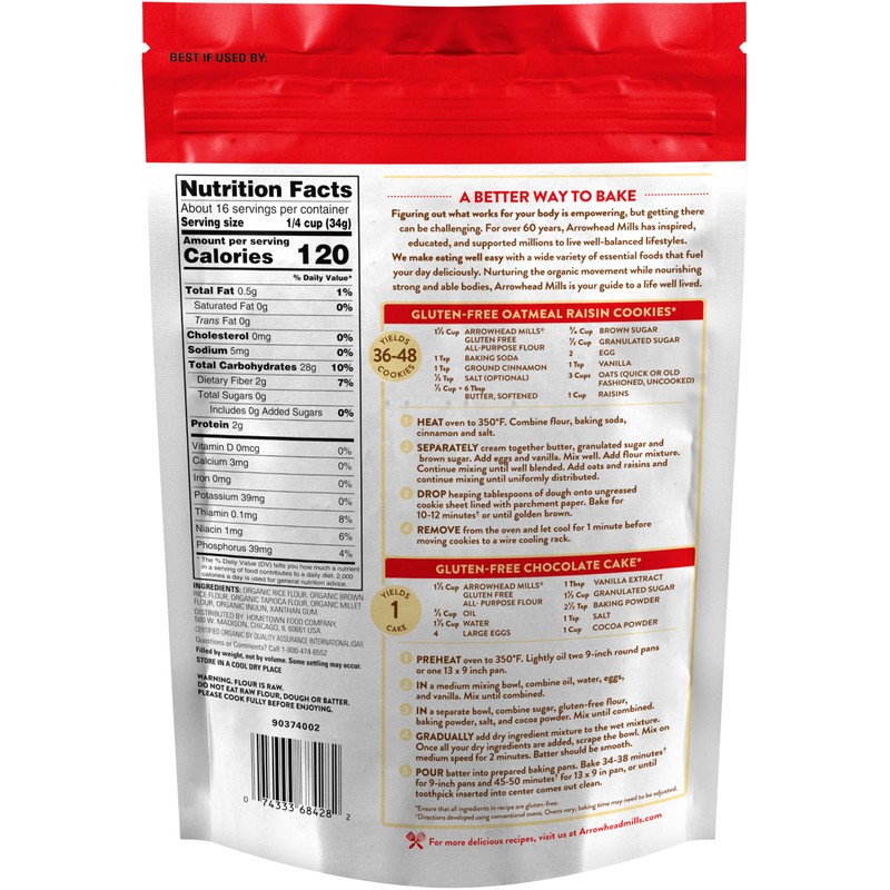 Arrowhead Mills Organic Gluten Free All-Purpose Flour, 20 oz Bag