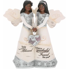 Pavilion - Wonderful Friend - 5.5" Double Ebony Angel Figurine Religious Best Friend Bestie BFF God Jesus Lover Christian Christ Gift Present