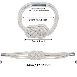 HedongHexi 2 Pack Magnetic Curtain Tiebacks, Hand Weave Rope Knot Decorative Curtain Holdbacks for Home & Office Thin Window Drapery (Beige,2P)