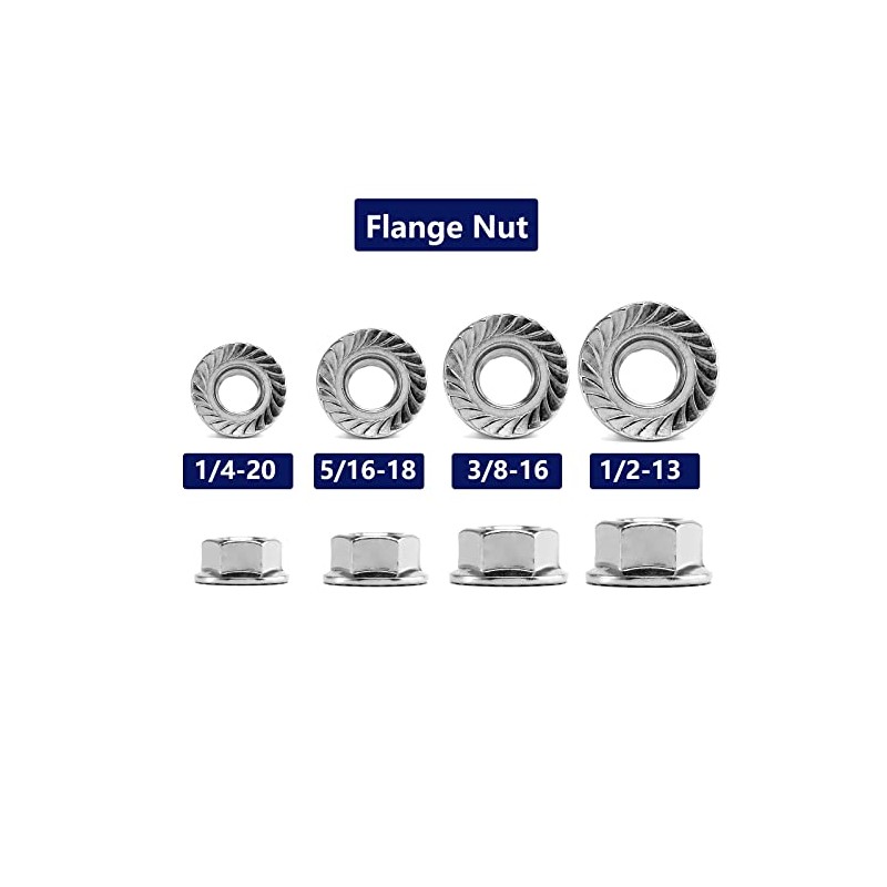1/4-20 Serrated Flange Hex Lock Nuts 100Pcs 304 Stainless Steel