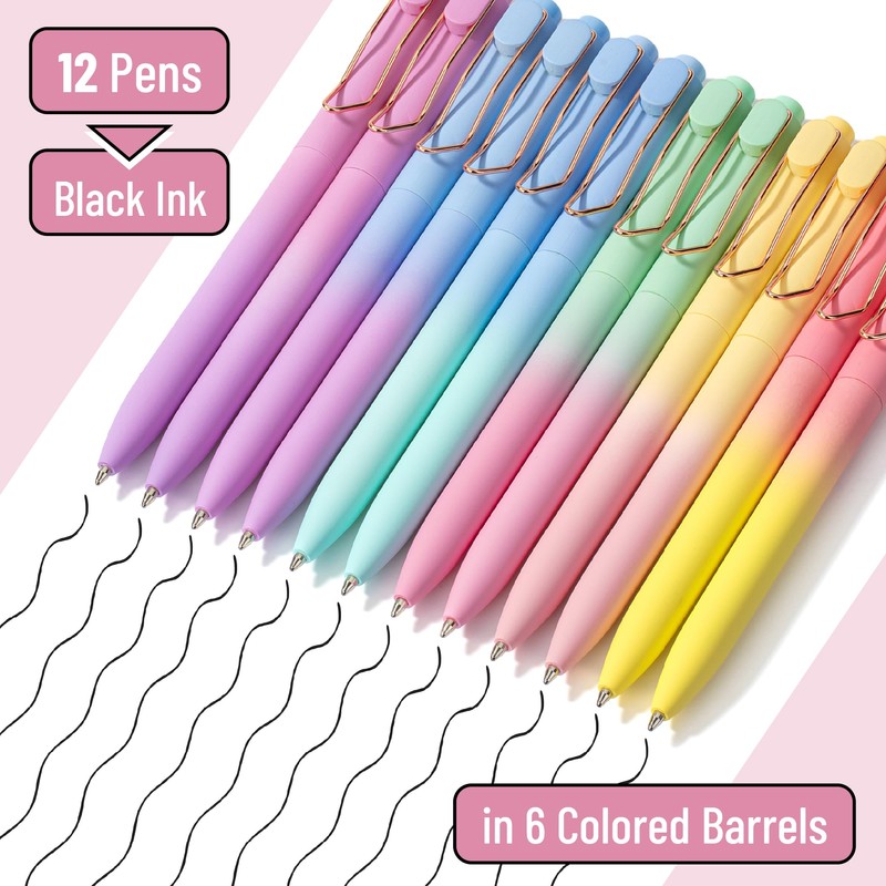 Mr. Pen- Ballpoint Pens, 12 Pack, Gradient Color Barrels, Black