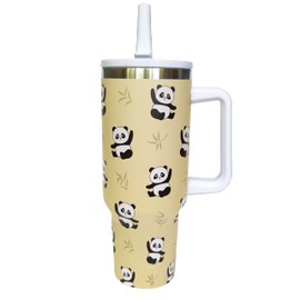 Panda Tumbler with Handle and Straw,Panda Gifts for Pandal Lovers,Stainless Steel Travel Mugs Cup for Women Girl 40 Oz