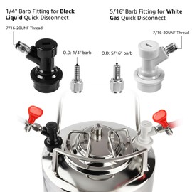 Dbgogo Ball Lock Keg Post Quick Disconnect Set, Corny Keg Connectors, 1 Pair Homebrew Stainless Corny Keg Post 19/32-18 Female Thread Keg Gas Liquid Post and 1 Pair Keg Post Fittings with Hose Clamps