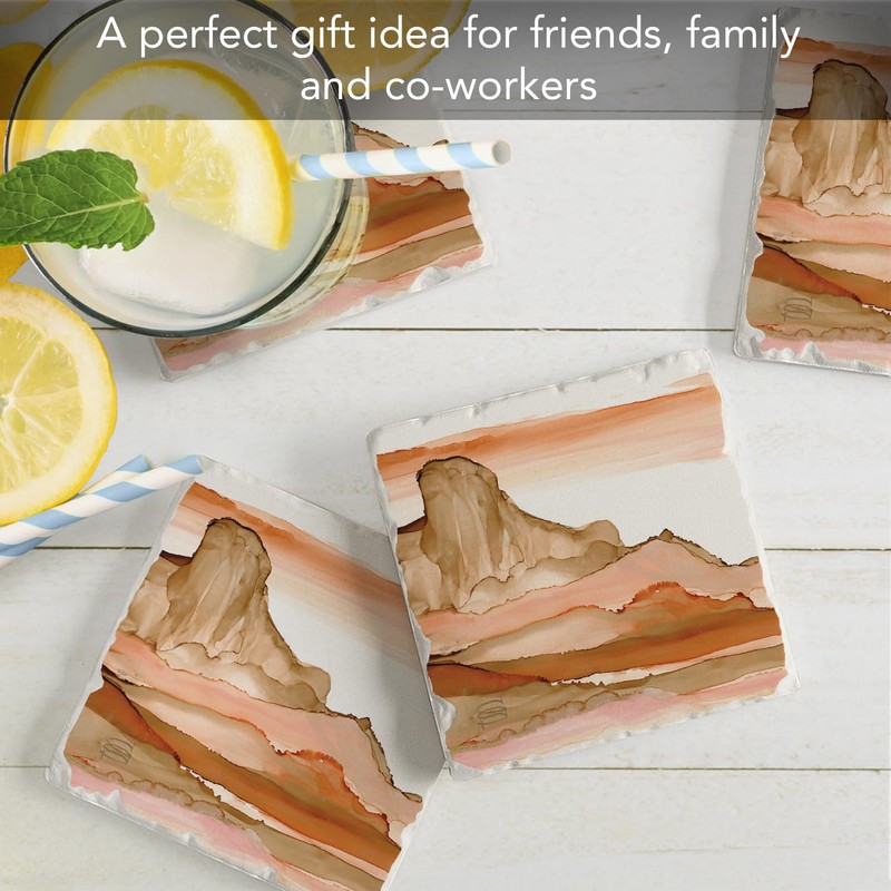 Thirstystone Desertscape 4-Pack Tumbled Tile Stone Coasters with Protective Cork