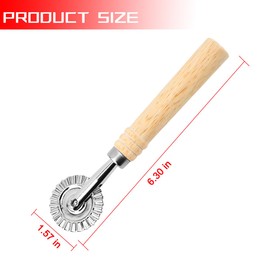 YALOK Ravioli Cutter Wheel, 1.57" Pasta Cutter Wheel with Long Wooden Handle and Fluted Edge, Pizza Cutter Wheel Accessories for Home and Kitchen Use