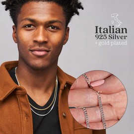 KEZEF Miami 18k 3mm Cuban Link Chain for Men and Women | 925 Sterling Silver Necklace | Tarnish Free and Gold Plated Chain | Chain Necklace in 18kt Gold 22 Inch