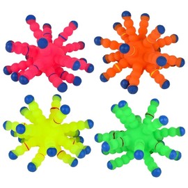 Neon Color Tactile Atom Balls (3.5") Random Colors Strechy Soft Jelly Rubber Calming Figdet Toy for Kids and Adult Autism ADHD Stress Relief (2 Balls)