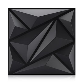 Heikki 30 Pack 3D Wall Panel for Interior Wall Décor, PVC Flower Textured Wall Panels for Living Room Bedroom Hotel Office, 11.8"x11.8", Double-Sided Tape (Black-DJZ)