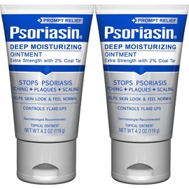 Psoriasin Deep Moisturizing Ointment - 2% Coal Tar - Stops Psoriasis Itching, Scaling, Redness - 4.2 oz - Pack of 2