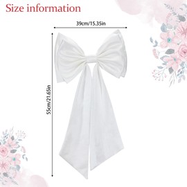 NICENEEDED White Detachable Satin Bow with Short Tail, Women's Removable Spearate Sweep Train, Bridal Dress Sash Waist Belt for Wedding Formal Dress Party