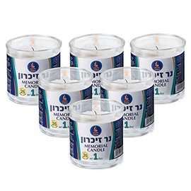 Tribello 1 Day Yahrzeit Candle - Memorial Candle for Ner Neshama, Yizkor, and Yom Kippur | Long Lasting 26 Hour Yahrzeit Memorial Candles in Glass Jar (6 Pack)