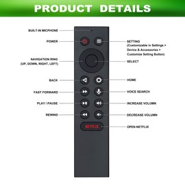 PERFASCIN P3700 sub P2575 P2897 Replacement Voice Universal Remote Control fit for for NVIDIA Shield Android TV Pro, Fit for NVIDIA Shield Android TV, fit for NVIDIA Shield TV 2015/2017/2019 Models.