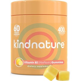 kindnature Vitamin B2 Gummies - Riboflavin 400mg Supplement for Kids & Adults - Non-GMO, Soy & Gluten-Free, Vegan Chewable Gummies (30 Day Supply)