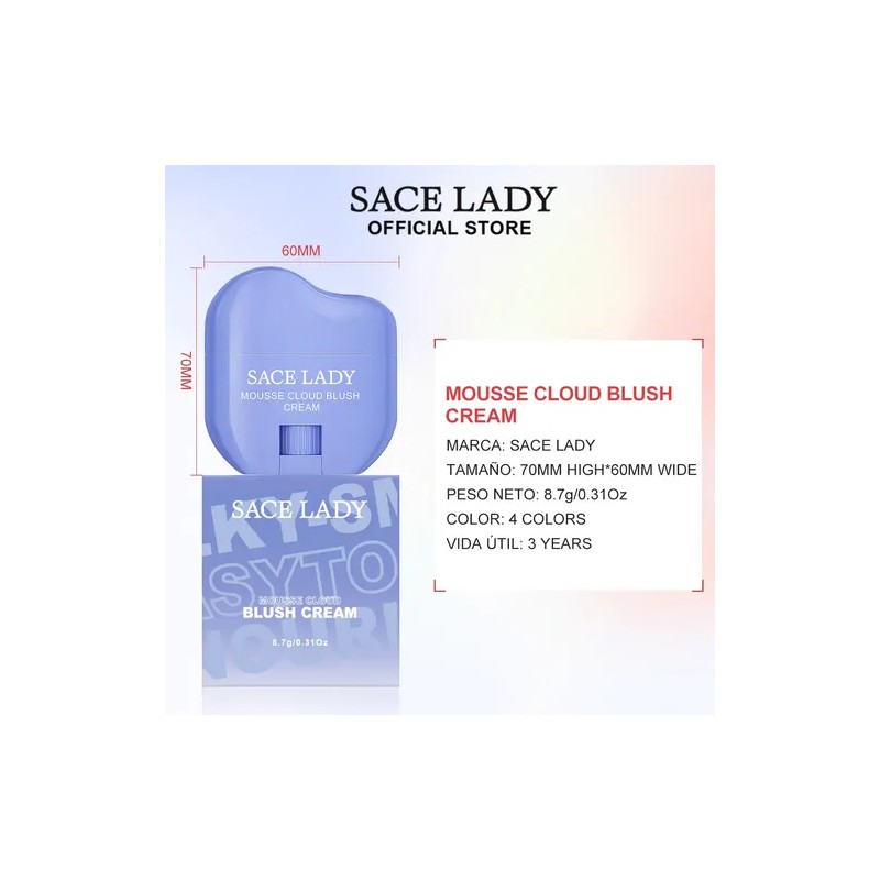 Sace Lady Rubor En Crema Para Mejillas Acabado Suave Natural