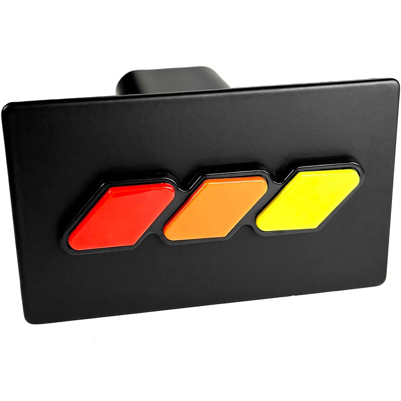 eVerHitch Tri Color Metal Trailer Hitch Cover (Red, Orange and
