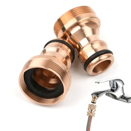 Hongoen Pack of 2 Brass Tap Connectors, Universal Tap Connector for Mixer Tap, Male Thread Brass Quick Coupling for Mixer Tap for Garden Hose
