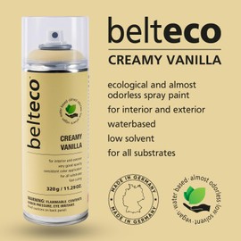 BELTECO Creamy Vanilla Spray Paint | Water based & Odorless | Eco-Friendly & Vegan | Weather & UV-Resistant | For all Substrates | Fast Drying with High Coverage | For Indoor/Outdoor Use