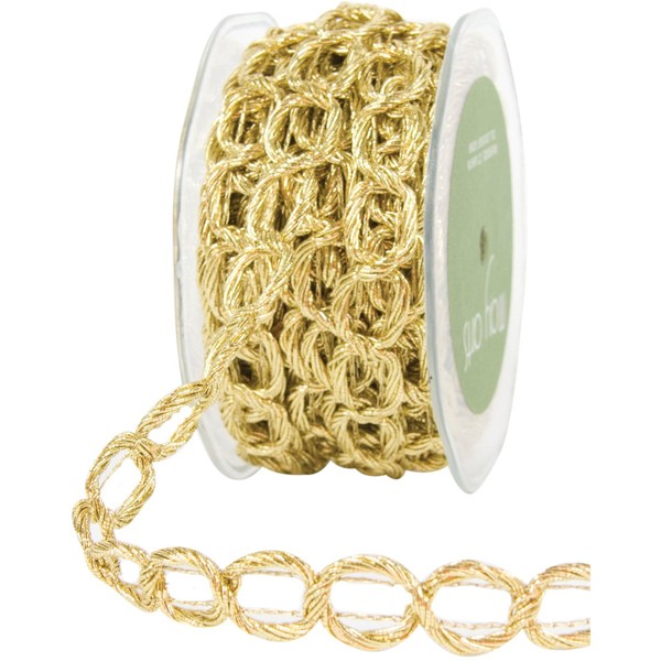 May Arts 5/8-Inch Wide Ribbon, Gold Chain Cord