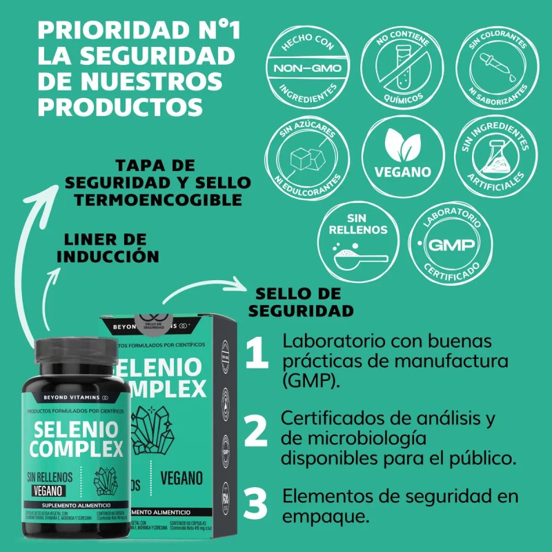 Selenio Seleniometionina 240mcg Vitamina Moringa Raíz Cúrcuma Capsulas Curcuminoides 100