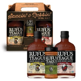 Sugar-Free BBQ Sauces and Dry Rub Gift Set By Rufus Teague, Keto with Natural Sweetener, No Artificial Sweeteners, Gluten-Free, Low Carb, Saucin' & Rubbin' Tote