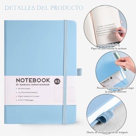 Agenda 2025 sin Fecha Fija,A5 Cuadernos con 2 bolígrafos y un juego de notas adhesivas,Cuaderno Pasta Dura,con Cierre EláStico,Tapa Resistente, Papel de Alta Calidad, Perfecto para Obsequiar (Azul claro)