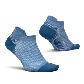 Feetures Plantar Fasciitis Relief Sock Light Cushion No Show Tab - Targeted Compression Sock for Women & Men - Medium, Chambray Sky