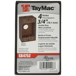 TayMac SB475Z Weatherproof Box, 1-Gang, (4) 3/4-Inch Outlets, Bronze