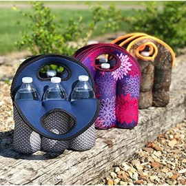 Koverz - #1 Neoprene Insulated 6-Pack Carrier, Beer Bottle Carrier, Six-Pack Tote - Midnight Mums