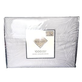 Art of the Weave 1000 TC Cotton Blend Sheet Set Feathers/Leaf Cal-King Grey $200
