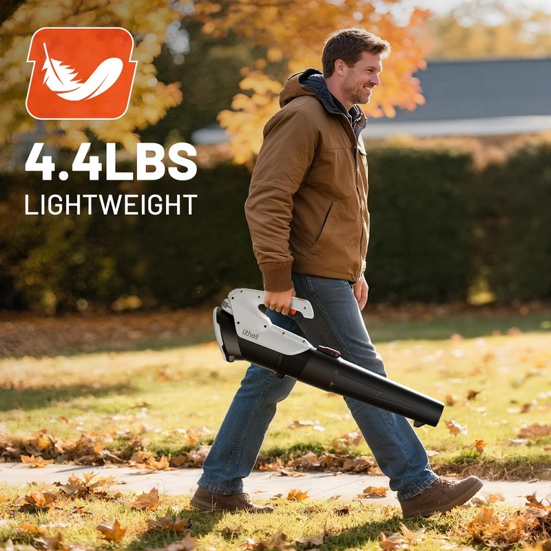 Litheli Cordless Leaf Blower, 355CFM/85MPH & 2 Speed Levels, Handheld