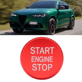 eMagTech 1 Touch Start Dekorativer Ringaufkleber Tastenabdeckung Kompatibel mit Alfa Romeo Giulia Stelvio 17-21