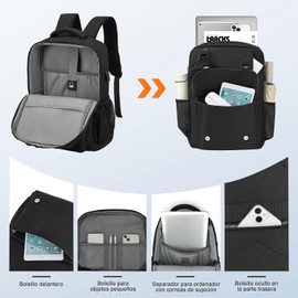 Mochila para Laptop con USB Impermeable 15.6" - Bolsa de Viaje Multiusos con Espacio Amplio, Diseño Ergonómico y Material Poliéster Duradero para/Trabajo/Negocios (6980 Unisex)