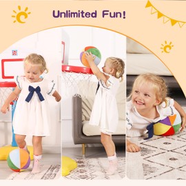 LINKBOY Colorful Soft Play Balls for Toddlers | Indoor Basketball Toy for Babies and Kids | Size 3