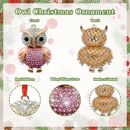 JUESMOS Pink Owl Christmas Ornament 2024 Brilliant Metal Owl Ornaments for Christmas Tree Decorations Christmas Hanging Ornament Christmas ornaments for kids Owl Keepsake Gifts for Girls Sisters Women