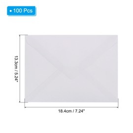 PATIKIL 5x7 Envelopes, 100Pcs A7 Size Gummed V Flap Pearl Invitation Envelopes for Greeting Cards Wedding Invitations Graduation Birthday Party, White
