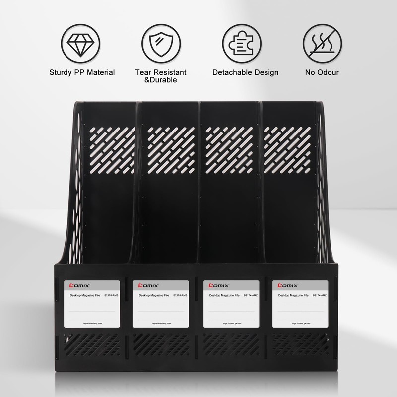 Comix Magazine File Holder Rack/Vertical Desktop File Organizer - Plastic